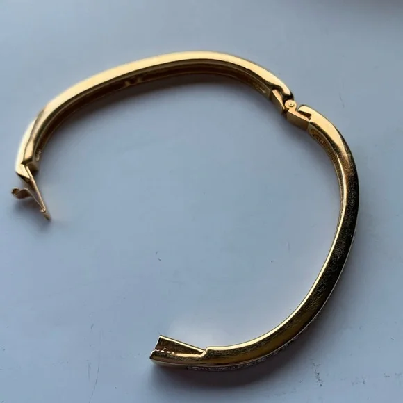 Swarovski Crystal Pave Gold Bangle Bracelet - Picture 4 of 8